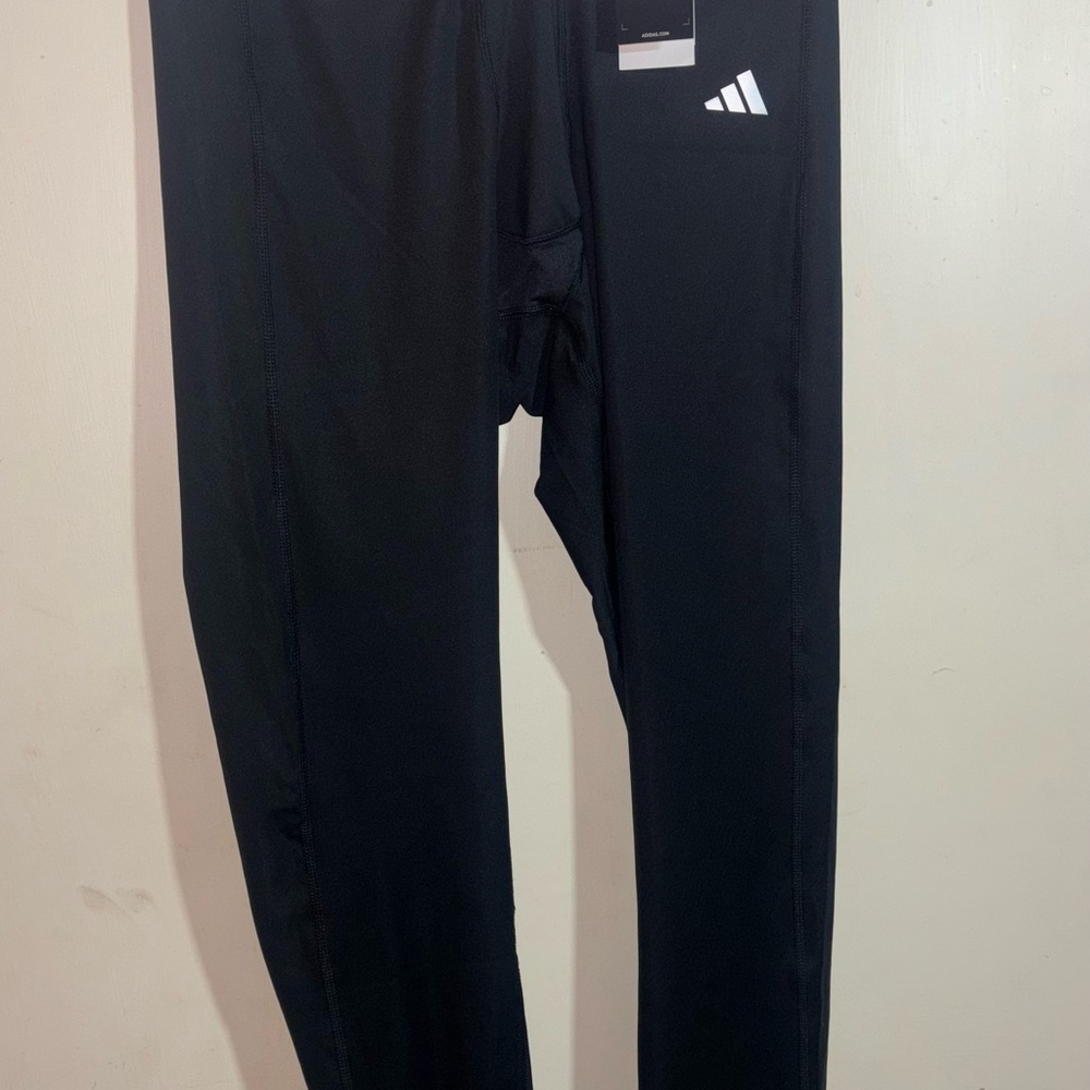 adidas Black Leggings with White Logo Accent